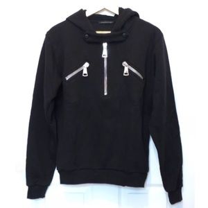 Christopher Kane Black Half Zipper Hoodie Sweater